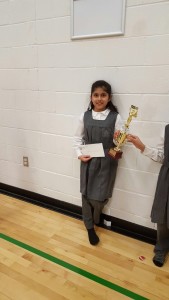 First place winner Hibbah Nisar Grade 3